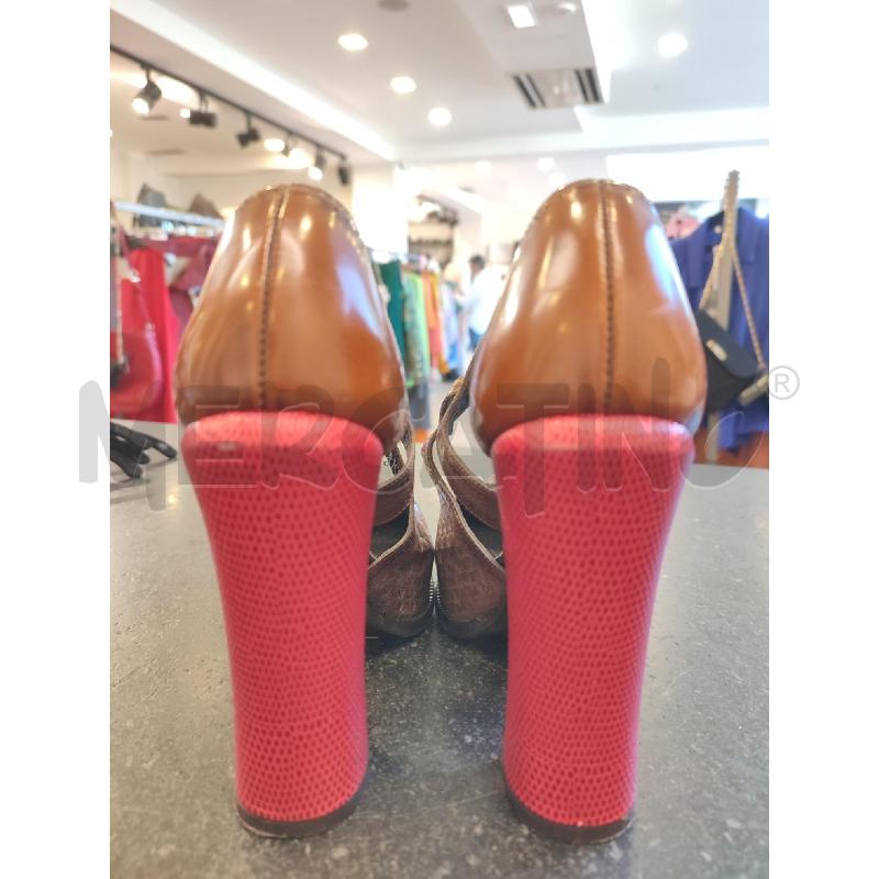 SCARPE DONNA MARRONI FENDI TACCO ROSSO | Mercatino dell'Usato Roma montemario 3