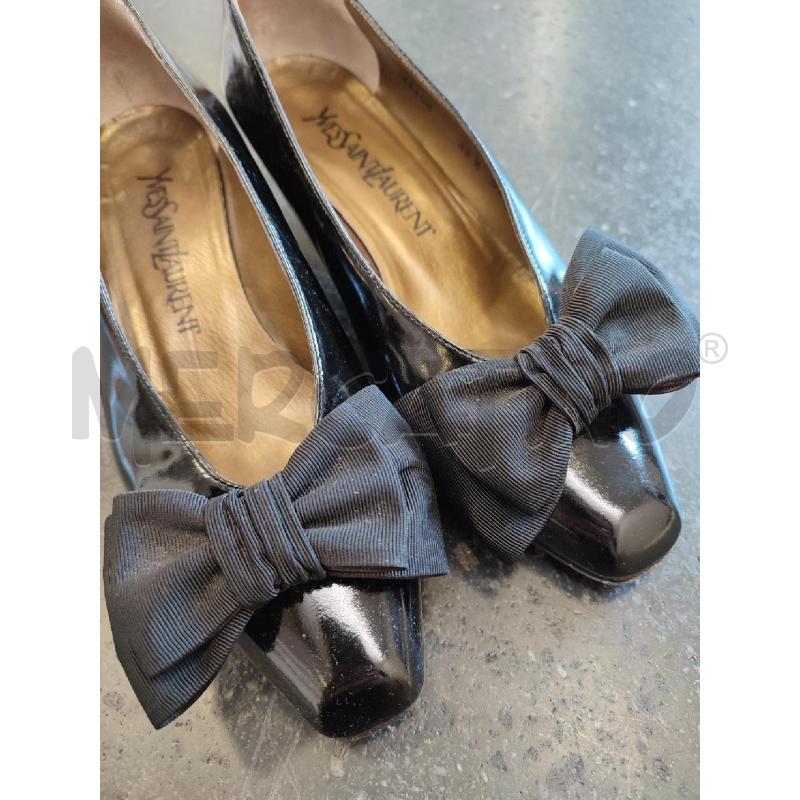 SCARPE DONNA NERE YVES SAINT LAURENT VINTAGE FIOCCO | Mercatino dell'Usato Roma montemario 3