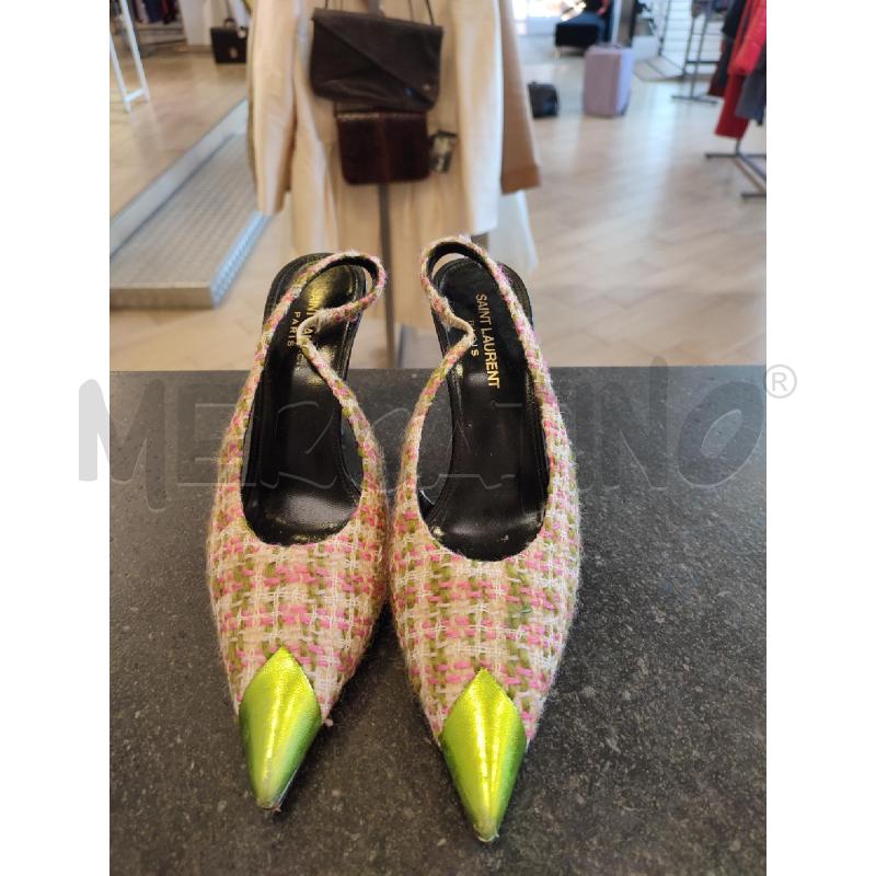 SCARPE DONNA SAINT LAURENT SLINGBACK ROSA BOUCLE PUNTA VERDE | Mercatino dell'Usato Roma montemario 2