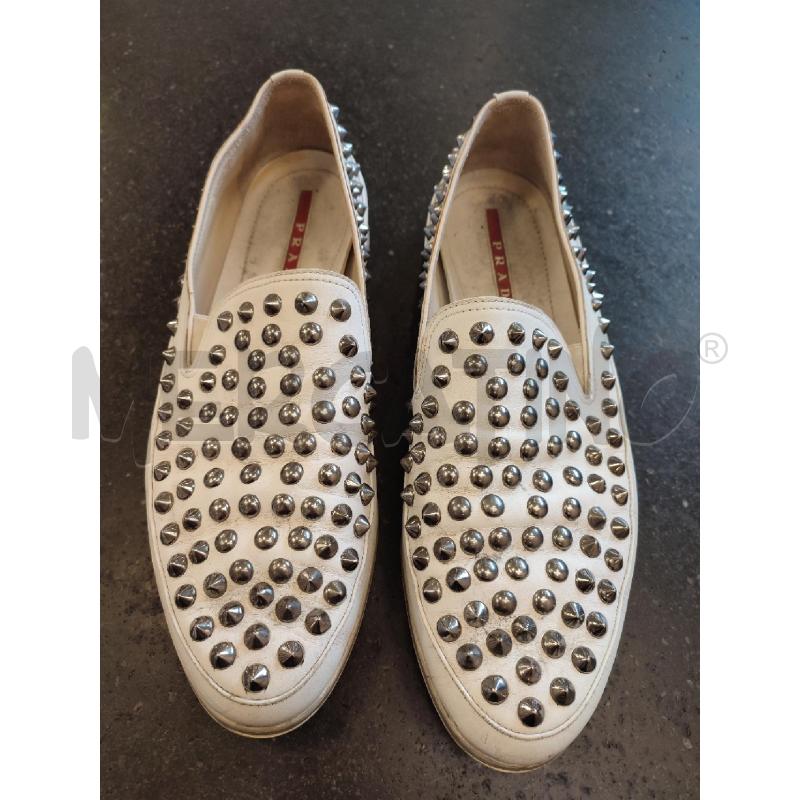 SCARPE UOMO BIANCHE PRADA BORCHIE | Mercatino dell'Usato Roma montemario 1