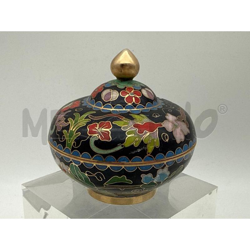 SCATOLINA CLOISONNE NERA FIORI ROSSI | Mercatino dell'Usato Roma montemario 1