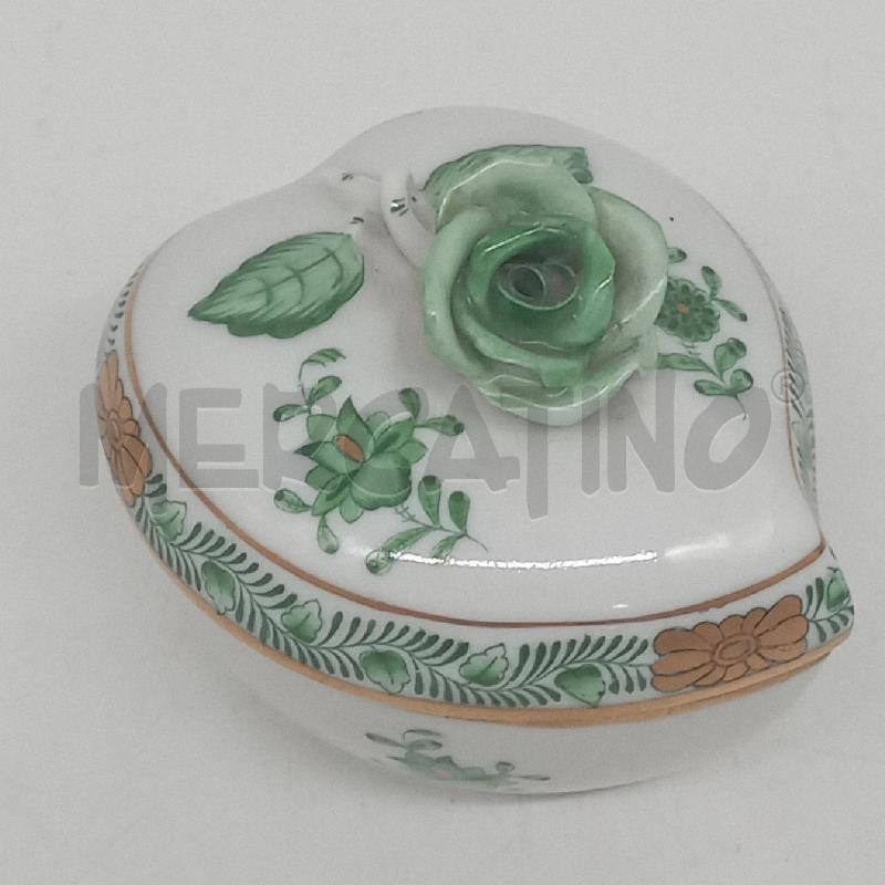 SCATOLINA HEREND CUORE FIORE VERDE | Mercatino dell'Usato Roma montemario 1