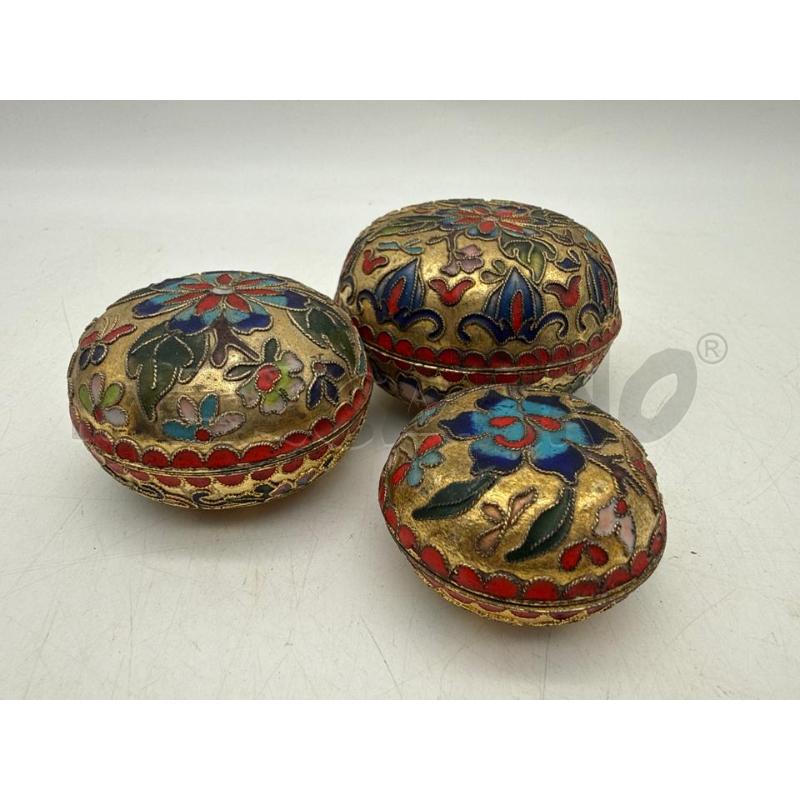 SCATOLINE PZ 3 CLOISONNE DORATE FIORI | Mercatino dell'Usato Roma montemario 1