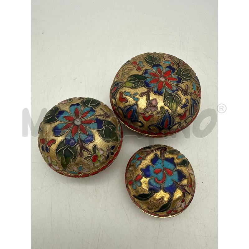 SCATOLINE PZ 3 CLOISONNE DORATE FIORI | Mercatino dell'Usato Roma montemario 2