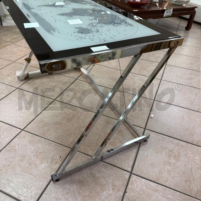 SCRIVANIA CROMO PIANO VETRO CARTINA MONDO | Mercatino dell'Usato Roma montemario 2