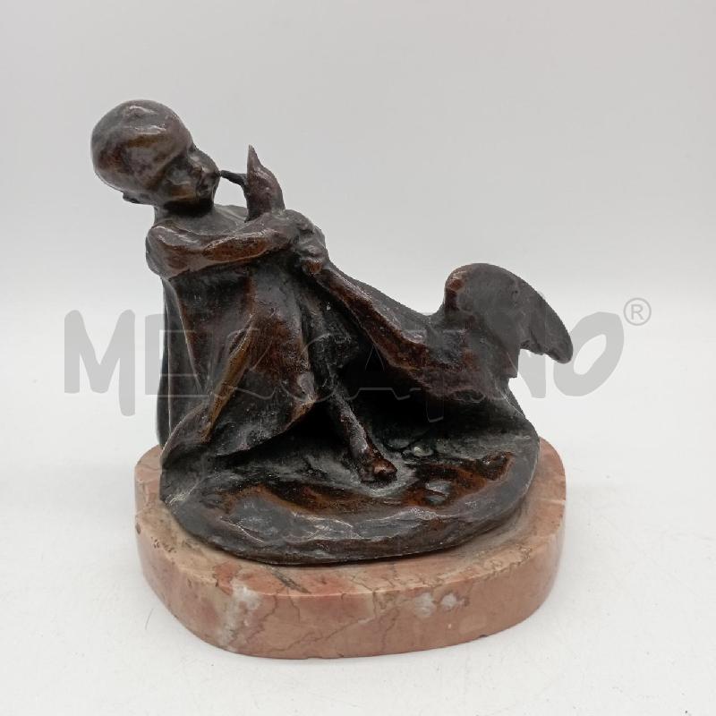 SCULTURA BRONZO BIMBA CON OCA | Mercatino dell'Usato Roma montemario 1