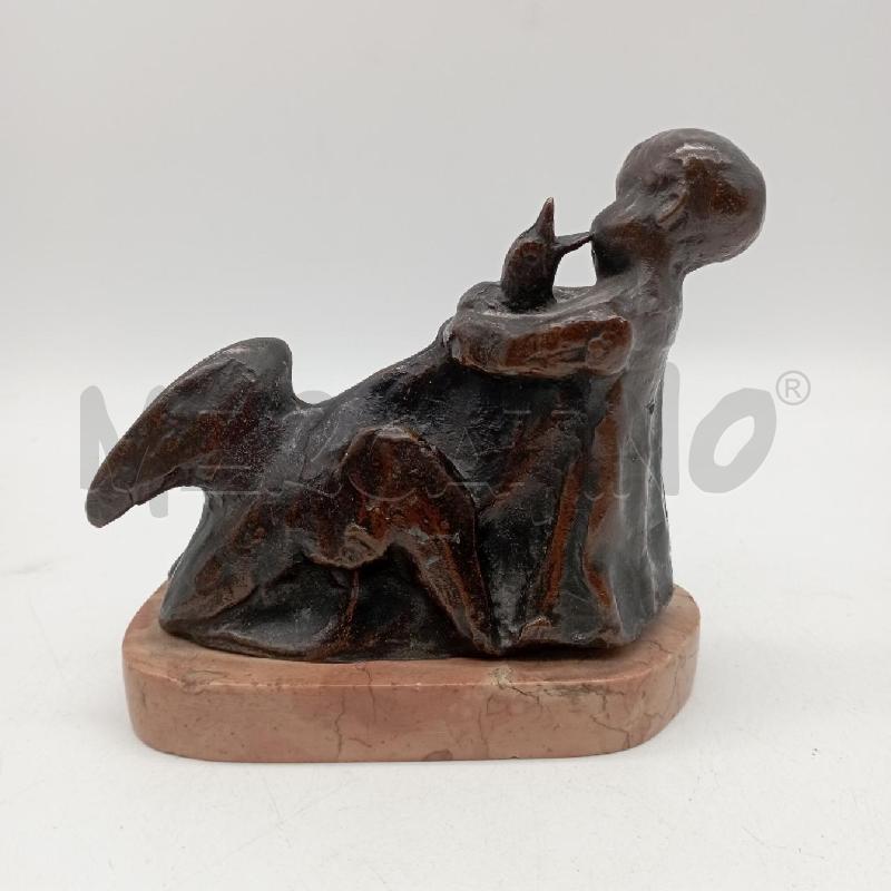 SCULTURA BRONZO BIMBA CON OCA | Mercatino dell'Usato Roma montemario 2