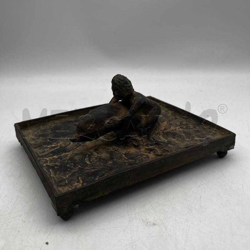 SCULTURA SANTO CINALLI BRONZO UOMO SU DELFINO | Mercatino dell'Usato Roma montemario 1