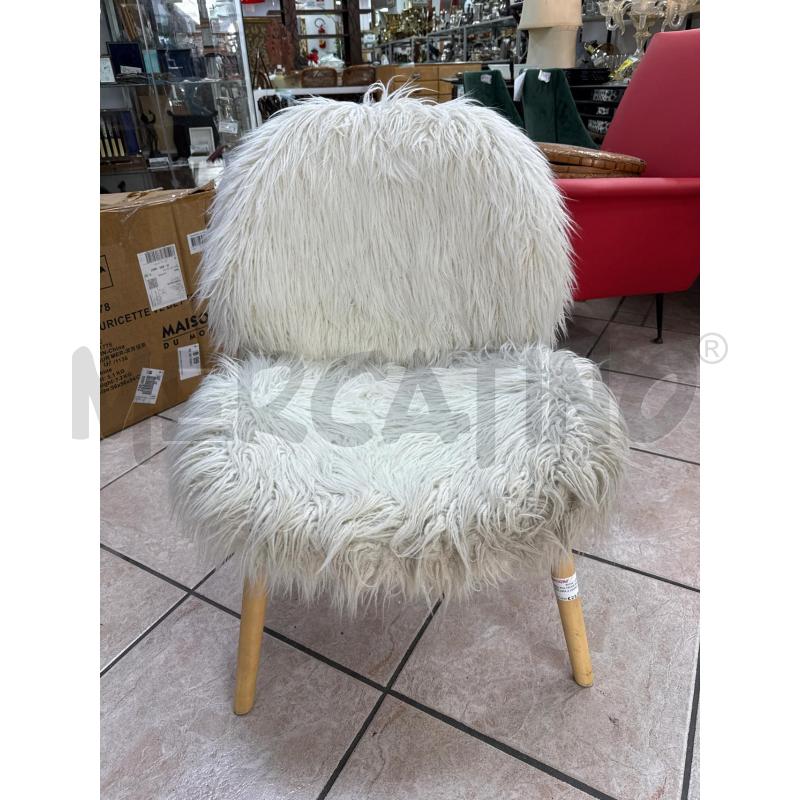 SEDIA POLTRONCINA PELO PECORA Z LEGNO | Mercatino dell'Usato Roma montemario 1