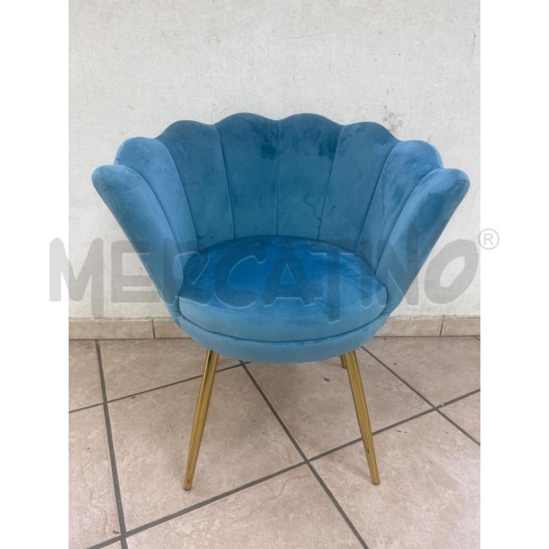SEDIA POZZETTO VELLUTO AZZURRO | Mercatino dell'Usato Roma montemario 1