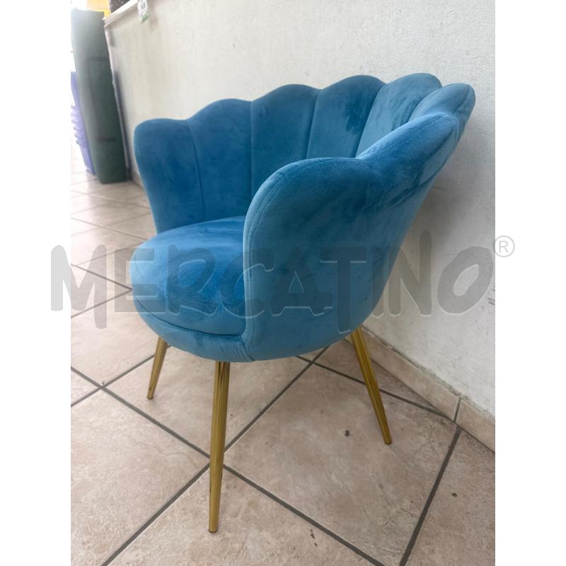 SEDIA POZZETTO VELLUTO AZZURRO | Mercatino dell'Usato Roma montemario 2