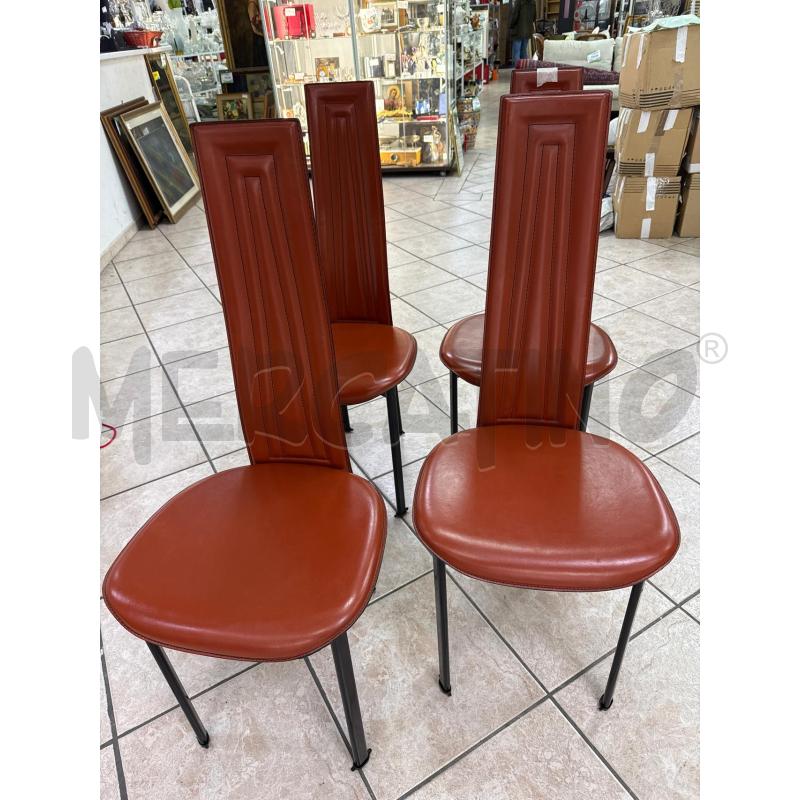 SEDIE 4PZ PELLE ROSSA STILE CATTELAN | Mercatino dell'Usato Roma montemario 1