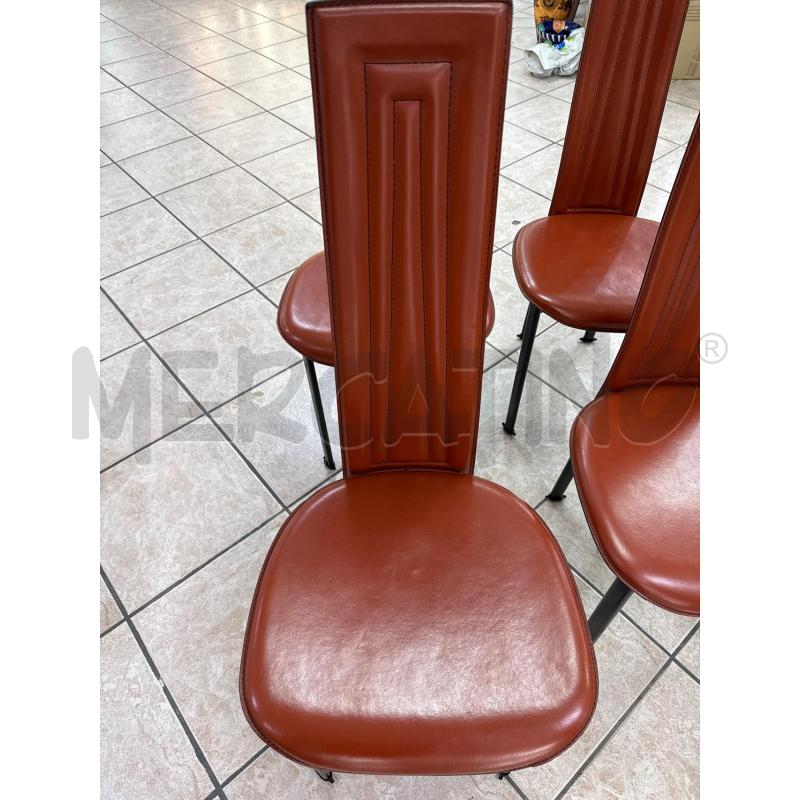 SEDIE 4PZ PELLE ROSSA STILE CATTELAN | Mercatino dell'Usato Roma montemario 2