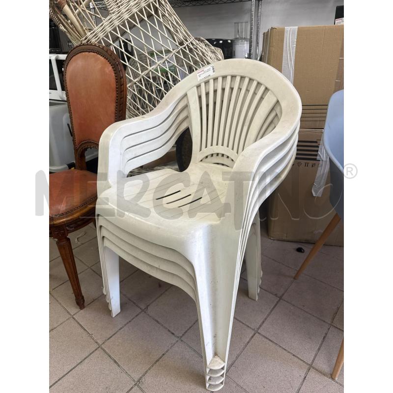 SEDIE PLASTICA BIANCA 4PZ | Mercatino dell'Usato Roma montemario 1