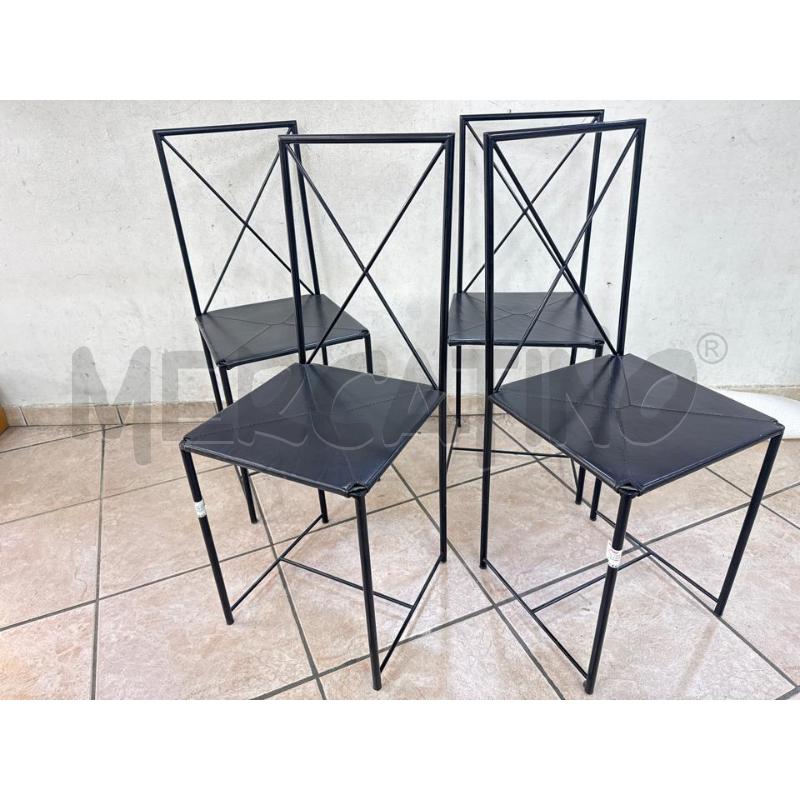 SEDIE PZ. 4 MOD MOKA FLEXFORM PELLE NERA | Mercatino dell'Usato Roma montemario 1