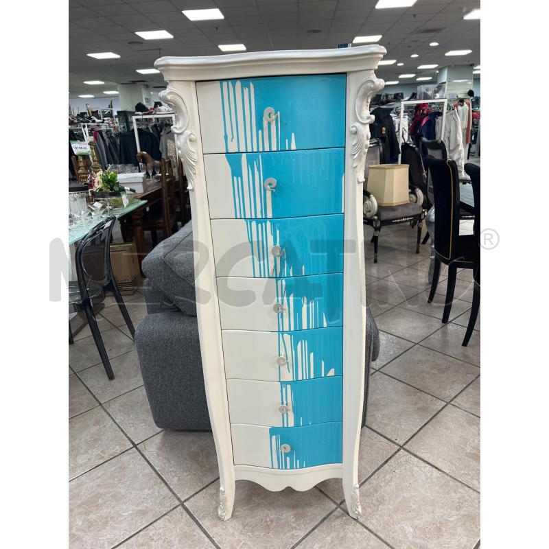 SETTIMINO CORTE ZARI BIANCO COLATURE BLU | Mercatino dell'Usato Roma montemario 1