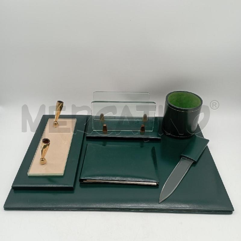 SET SCRIVANIA PELLE VERDE PZ 6 | Mercatino dell'Usato Roma montemario 1