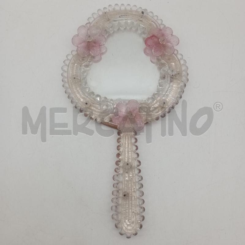 SPECCHIETTO MURANO TRASP FIORI ROSA | Mercatino dell'Usato Roma montemario 1