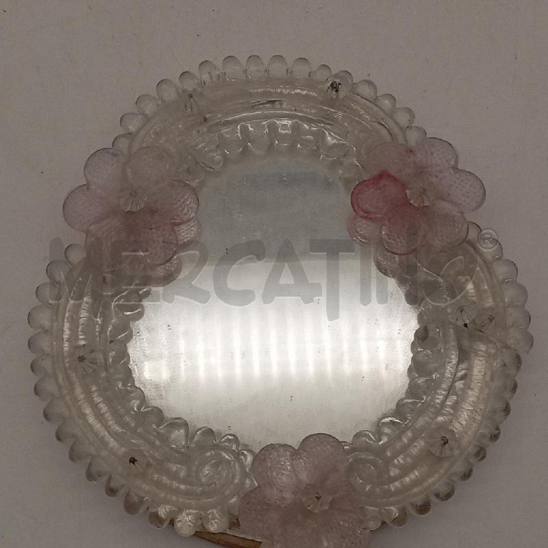 SPECCHIETTO MURANO TRASP FIORI ROSA | Mercatino dell'Usato Roma montemario 3