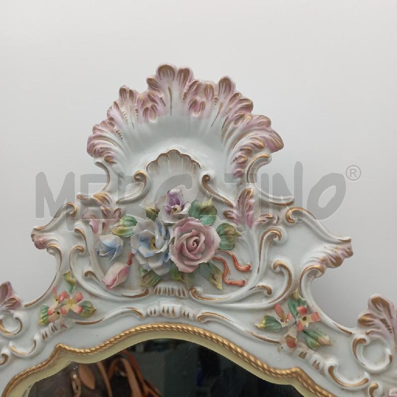 SPECCHIO CAPODIMONTE ROSA FIORI BLU | Mercatino dell'Usato Roma montemario 2