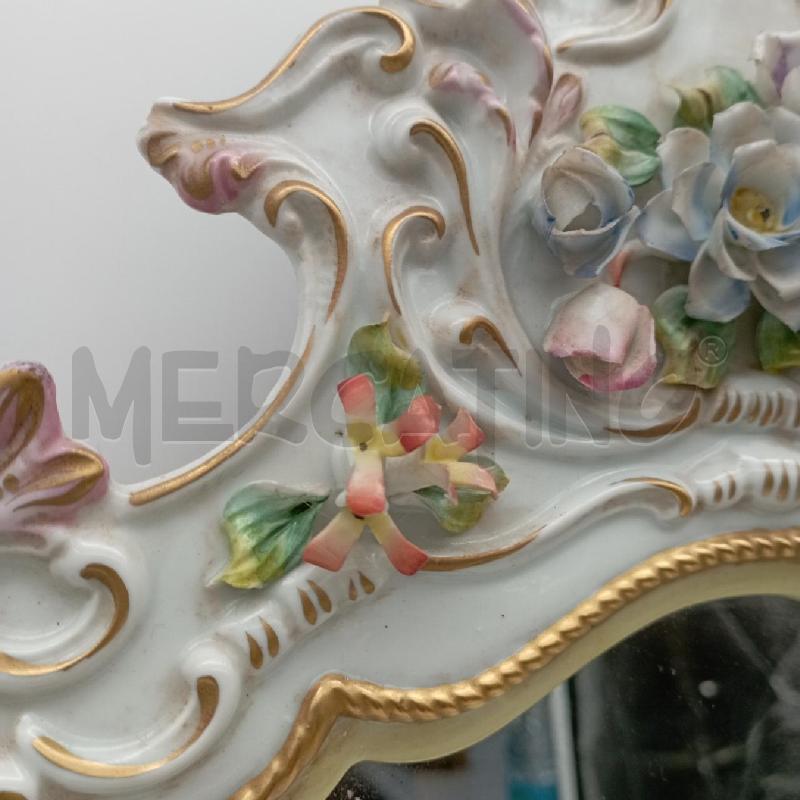 SPECCHIO CAPODIMONTE ROSA FIORI BLU | Mercatino dell'Usato Roma montemario 3