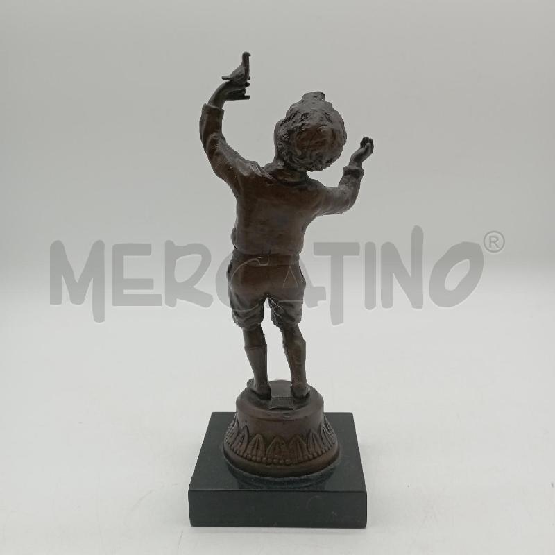 STATUA BRONZO FANCIULLO UCCELLINO ART BRONZE | Mercatino dell'Usato Roma montemario 2