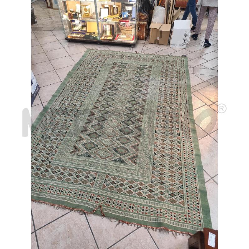 TAPPETO KILIM VERDE BEIGE GRANDE | Mercatino dell'Usato Roma montemario 1