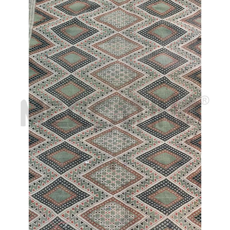 TAPPETO KILIM VERDE BEIGE GRANDE | Mercatino dell'Usato Roma montemario 2