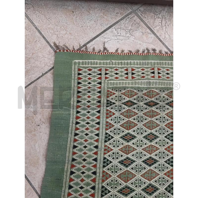 TAPPETO KILIM VERDE BEIGE GRANDE | Mercatino dell'Usato Roma montemario 3