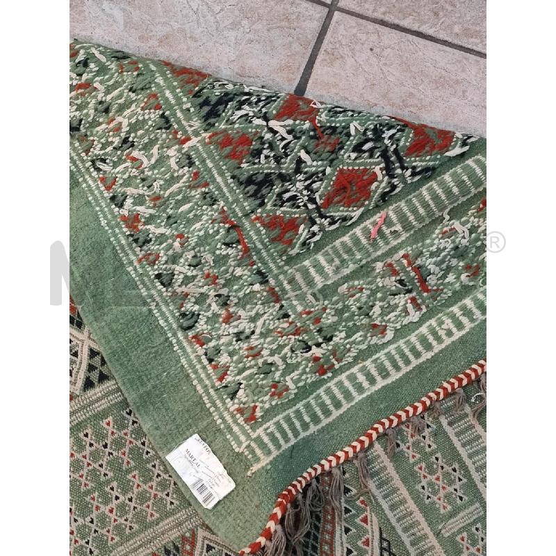 TAPPETO KILIM VERDE BEIGE GRANDE | Mercatino dell'Usato Roma montemario 5