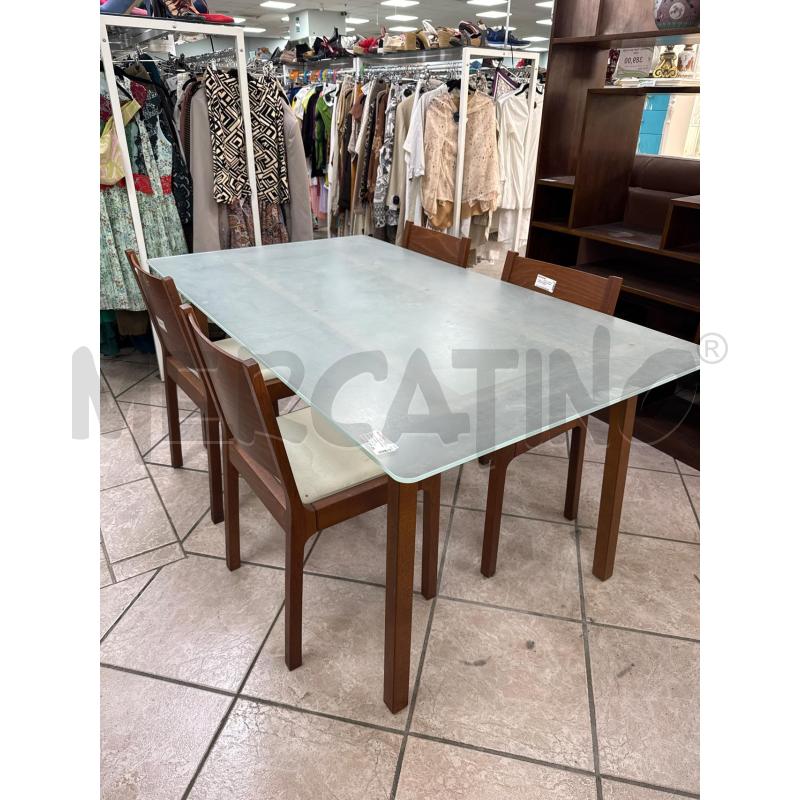 TAVOLO CILIEGIO PIANO VETRO+4 SEDIE | Mercatino dell'Usato Roma montemario 1
