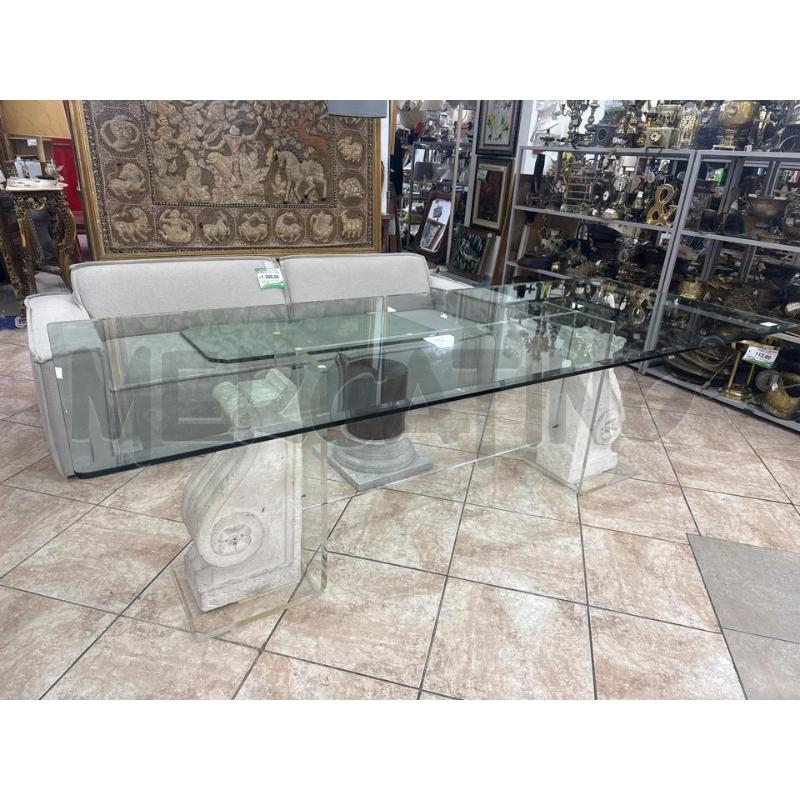 TAVOLO CRISTALLO BASI PIETRA LECCESE | Mercatino dell'Usato Roma montemario 1