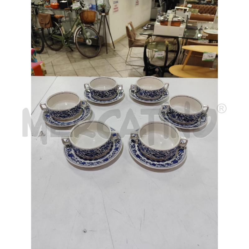 TAZZE PZ. 6 CONSOMME BOCH WIEBEL FIORI BLU | Mercatino dell'Usato Roma montemario 1