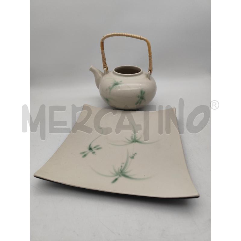 TEIERA PORCELLANA ORIENTALE BEIGE CON PIATTO | Mercatino dell'Usato Roma montemario 2