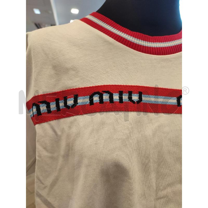 T SHIRT DONNA BIANCA MIU MIU FASCIA ROSSA | Mercatino dell'Usato Roma montemario 2