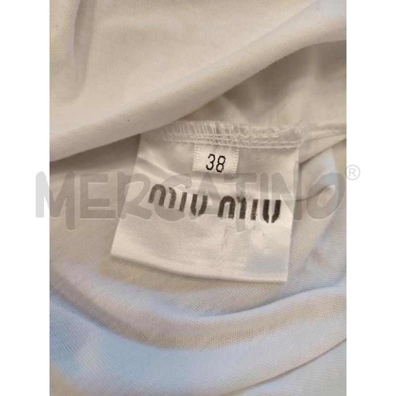 T SHIRT DONNA BIANCA MIU MIU FASCIA ROSSA | Mercatino dell'Usato Roma montemario 3