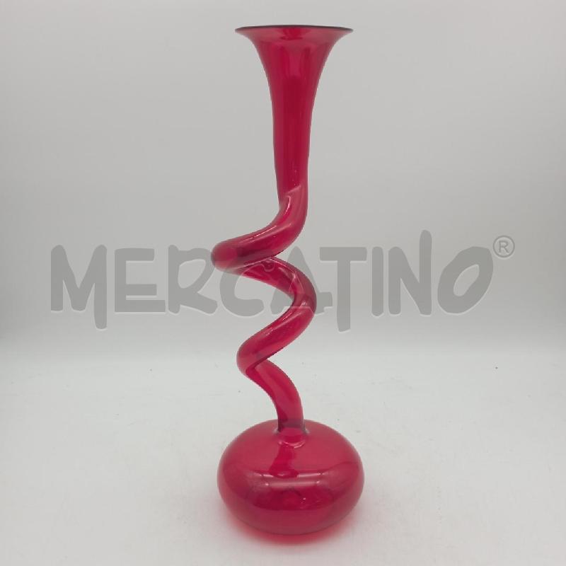 VASO SOFFIATO SPIRALE LAMURRINA ROSSO | Mercatino dell'Usato Roma montemario 1