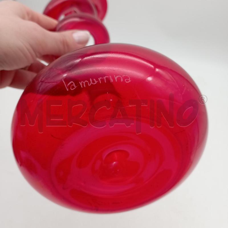 VASO SOFFIATO SPIRALE LAMURRINA ROSSO | Mercatino dell'Usato Roma montemario 2