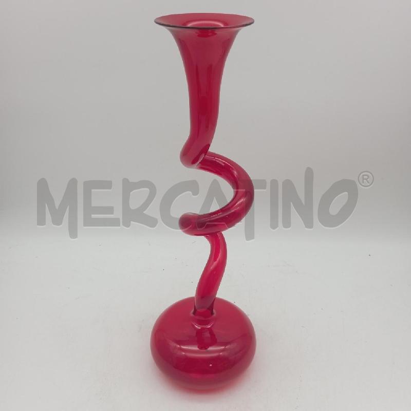 VASO SOFFIATO SPIRALE LAMURRINA ROSSO | Mercatino dell'Usato Roma montemario 3