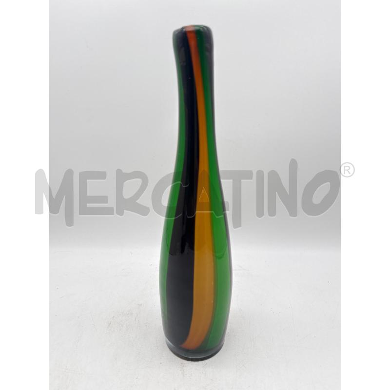VASO VETRO MONOFIORE VERDE NERO PENSO | Mercatino dell'Usato Roma montemario 1