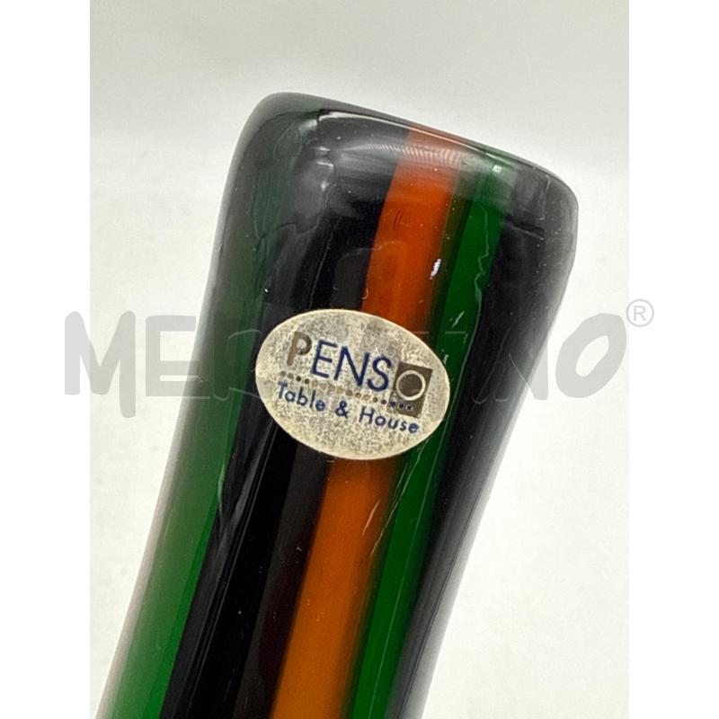 VASO VETRO MONOFIORE VERDE NERO PENSO | Mercatino dell'Usato Roma montemario 3
