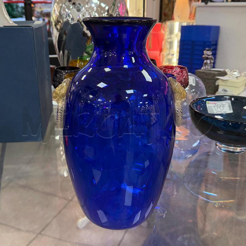 VASO VETRO MURANO BLU MANICI DORATI | Mercatino dell'Usato Roma montemario 1