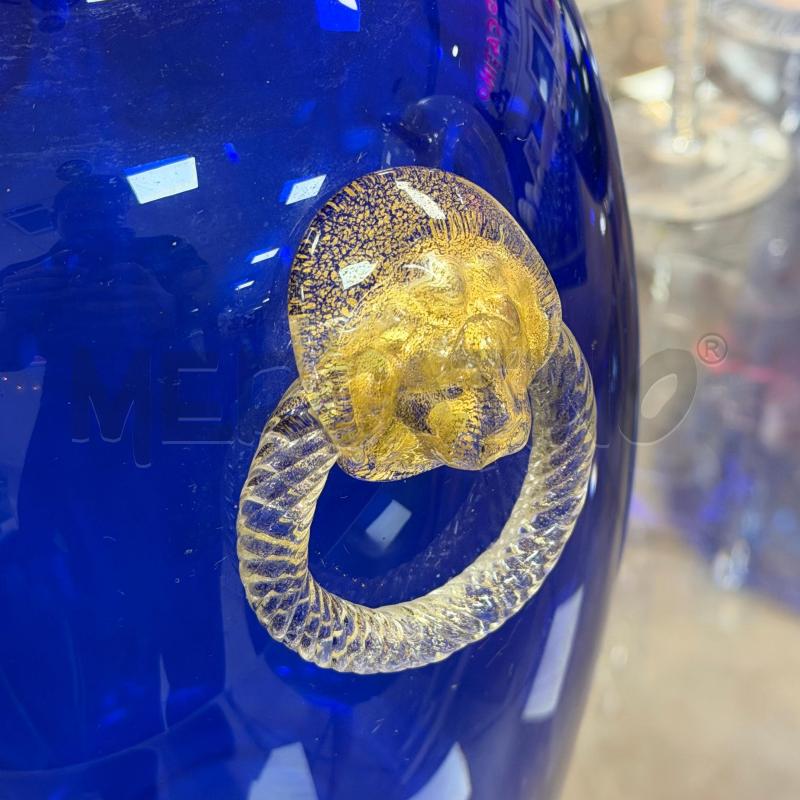 VASO VETRO MURANO BLU MANICI DORATI | Mercatino dell'Usato Roma montemario 2