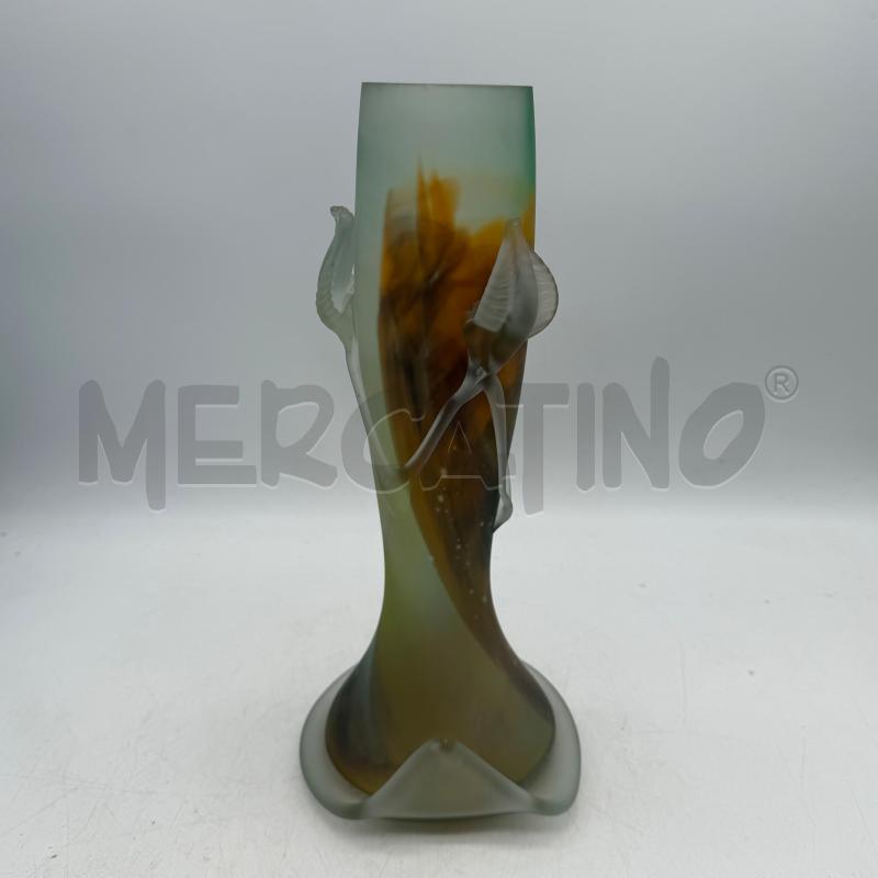VASO VETRO SFUM ARANCIO BORDI FOGLIE | Mercatino dell'Usato Roma montemario 1