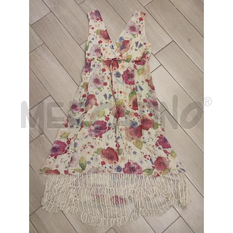 VESTITO DONNA BEIGE DAVIDE CENCI SETA FIORI | Mercatino dell'Usato Roma montemario 1