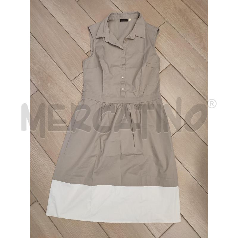 VESTITO DONNA BEIGE PESERICO SOTTO BIANCO | Mercatino dell'Usato Roma montemario 1