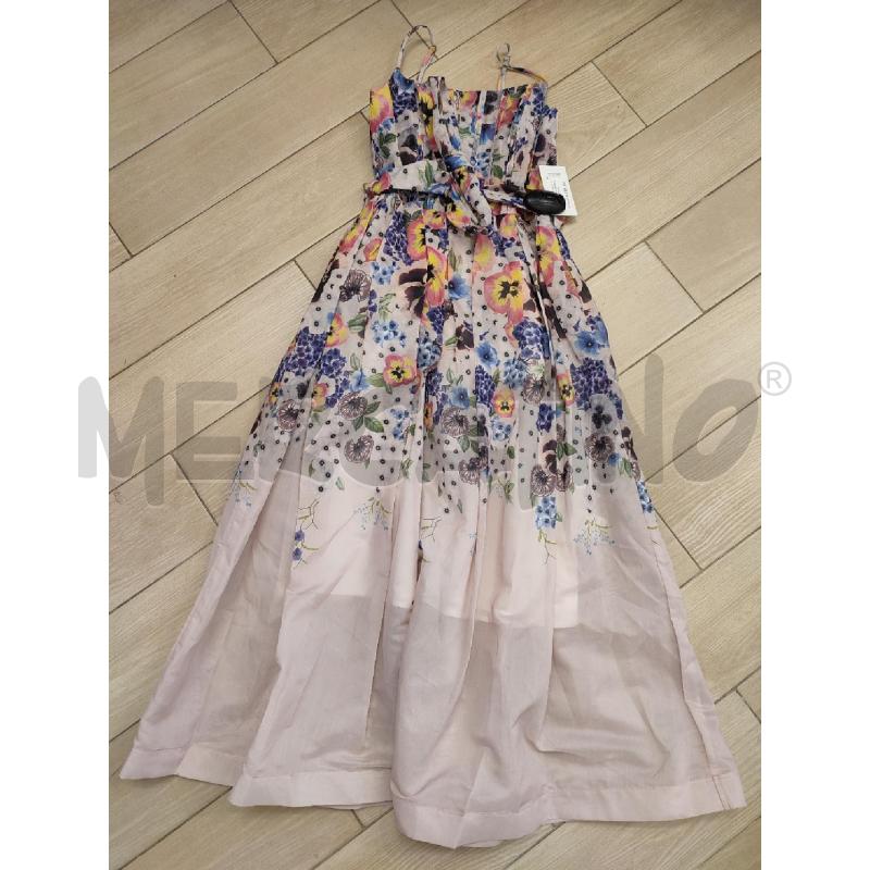 VESTITO DONNA BEIGE ZIMMERMANN FIORI BLU | Mercatino dell'Usato Roma montemario 1