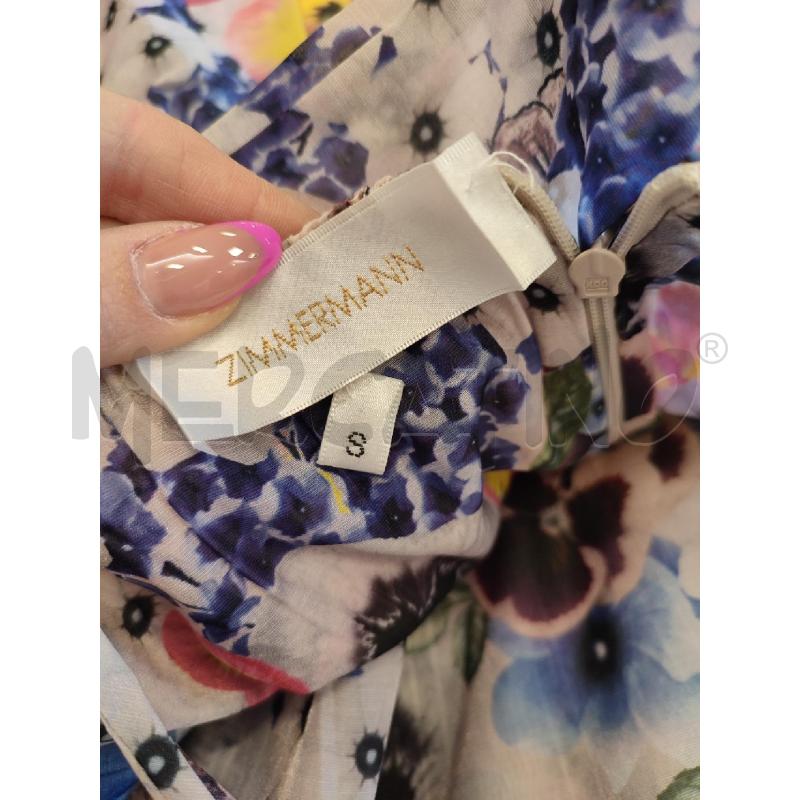 VESTITO DONNA BEIGE ZIMMERMANN FIORI BLU | Mercatino dell'Usato Roma montemario 2