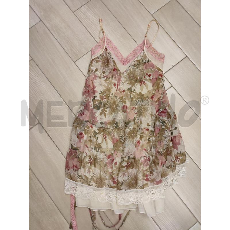 VESTITO DONNA BEIGE  PINKO FIORI ROSA | Mercatino dell'Usato Roma montemario 1