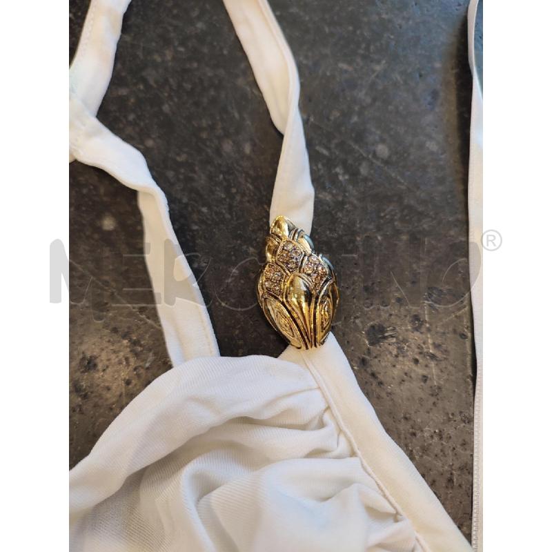 VESTITO DONNA BIANCO ROBERTO CAVALLI GANCI SERPENTE DORATI | Mercatino dell'Usato Roma montemario 2